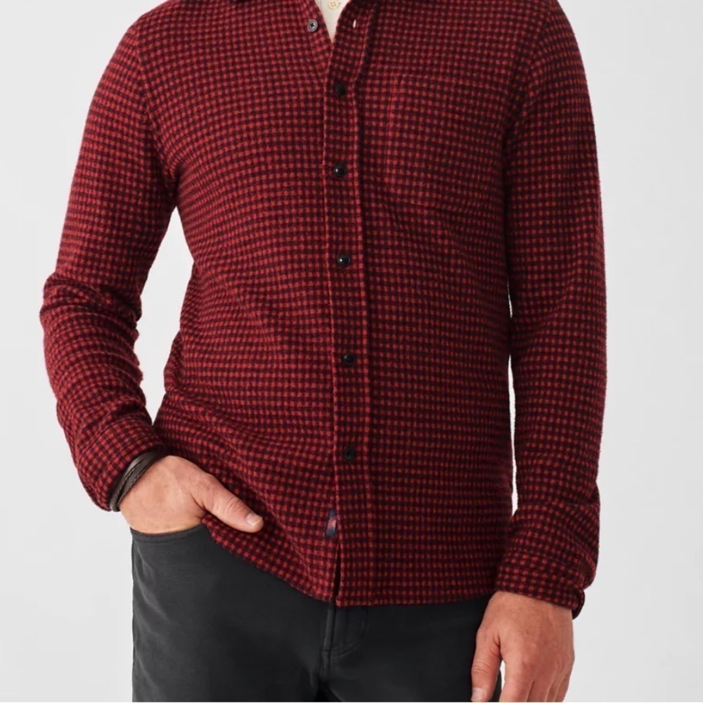 Michael Michael Kor Red & Black Casual Trim Stretch Sz XL Dress Shirt